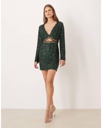 Never Fully Dressed - Mimi Long Sleeve Embellished Mini Dress - Lyst