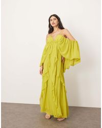 ARRANGE - Midi-Jurk Met Blote Schouders En Ruches - Lyst