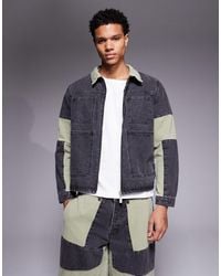 Liquor N Poker - – e relaxed fit jeansjacke mit reißverschluss und biker-einsätzen, kombiteil - Lyst