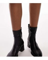 TOPSHOP - Botines Negros De Tacón Grueso Nicola De Wide Fit - Lyst