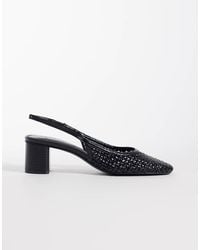 Mango - Faux Leather Braided Block Heeled Slingback - Lyst
