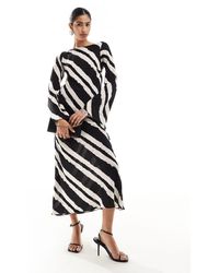 New Look - Robe mi-longue à manches longues - rayures es - Lyst