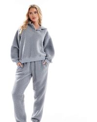 ASOS - Asos Design Petite Lounge Borg Oversized Hoodie & jogger Set - Lyst