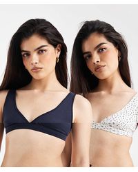 Lindex - Pack De 2 Sujetadores De Color Blanco Y Azul Marino Para Lactancia Con Diseño Cruzado De Pointelle De Maternity - Lyst