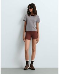 Oysho - Regular Fit Striped Cotton Blend Short-Sleeved T-Shirt - Lyst