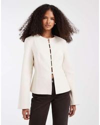 ASOS - Button Up Linen Fitted Blazer In - Lyst
