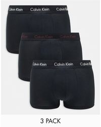 Calvin Klein - Confezione da 3 paia di boxer aderenti a vita bassa neri con fascia - Lyst