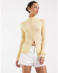 ASOS - Fine Knit Sheer Funnel Neck Cardigan - Lyst