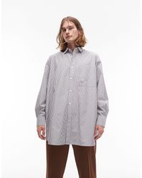 TOPMAN - Long Sleeve Super Oversized Fit Stripe Shirt - Lyst