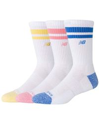 New Balance - Active Premium Stripe Crew Socks 3 Pack - Lyst