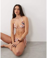 Miss Selfridge - Reversible Paisley And Spot Triangle Bikini Top - Lyst