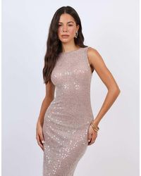 SIMMI - Sheer Sequin Beach Maxi Dress - Lyst