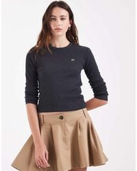 Lacoste - Long Sleeve Slim Fit Ribbed Cotton T-Shirt - Lyst