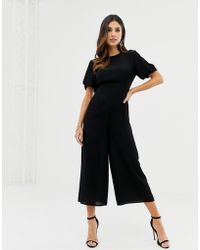 ASOS Tea Jumpsuit With Balloon Sleeve - Black