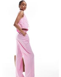 ONLY - Pantalones A Cuadros Vichy Rosas De Pernera Ancha Con Detalle Estilo Bóxer De (Parte De Un Conjunto) - Lyst