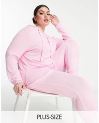 Simply Be Pretty Secrets Frill Hem Hoody And jogger Pyjama Set - Pink