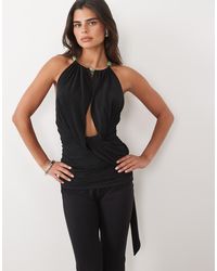 ASOS - Slinky Hardware Gem Detail Plunge Top - Lyst