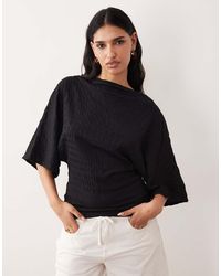 ASOS - Fallen Shoulder With Cinched Waist Textured Top - Lyst