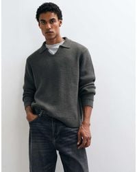 ASOS - Oversized Knitted Notch Neck Polo - Lyst