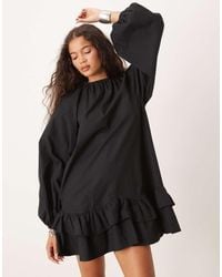 ASOS - Drop Waist Frill Detail With Lace Trim Mini Dress - Lyst