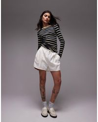TOPSHOP - Pintuck Sweatpants Fabric Shorts - Lyst