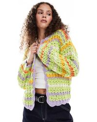 Bailey Rose - Open Knit Bright Stripe Cardigan - Lyst