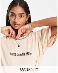 Missguided Contrast Stitch Tee - Natural
