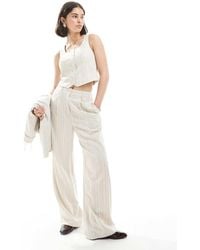 New Look - Co-Ord Linen Wide Leg Stripe Trousers - Lyst