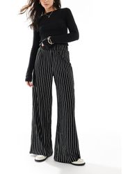 ONLY - Pantaloni A Fondo Ampio Neri Gessati Testurizzati - Lyst