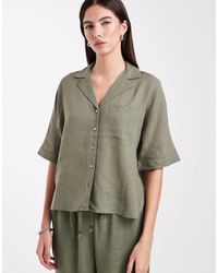 ONLY - – kurzärmliges hemd aus leinenmix - Lyst