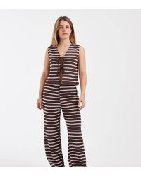 Only Petite - Gebreide Gestreepte Broek - Lyst