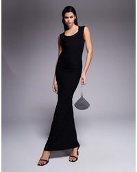 ASOS - Robe longue sans manches avec encolure dégagée et fronces à l'arrière - Lyst