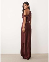 JW PEI - Exclusive Satin Draped One Shoulder Aysmmetric Satin Maxi Dress - Lyst