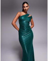 Goddiva - One Shoulder Sequin Evening Maxi - Lyst