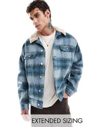 ASOS - Chaqueta A Chaquetas Extragrande Estilo Camionero De Tejido Efecto Lana Con Cuello De Borreguito De - Lyst