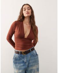 Weekday - Plunge Long Sleeve Top - Lyst
