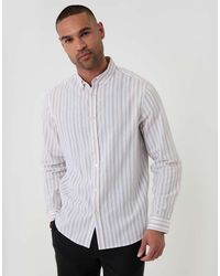 Threadbare - Wide Stripe Linen Cotton Blend Long Sleeve Shirt - Lyst