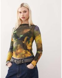 Collusion - Top A Maniche Lunghe Stampato Con Scollo A Barchetta - Lyst