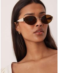 Gina Tricot - Oval Metal Frame Sunglasses - Lyst