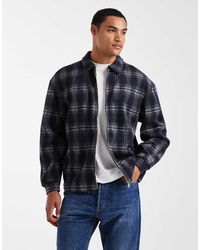 Only & Sons - Sobrecamisa Azul A Cuadros Con Cremallera De -Azul Marino - Lyst