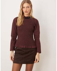 ASOS - Long Sleeve Smocked Top With Open Back - Lyst