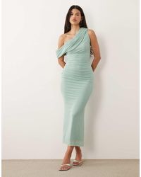 ASOS - Mesh Off Shoulder Drape Maxi Dress With Ruching Detailing - Lyst