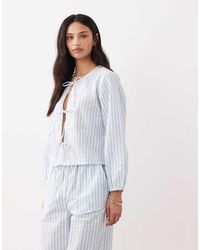 esmé studios - Esmee Tie Front Long Sleeve Beach Top Co-ord - Lyst