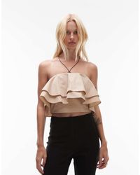Mango - Featuring Kaia Gerber Premium Cotton Ruffle Bardot Top Co-ord - Lyst