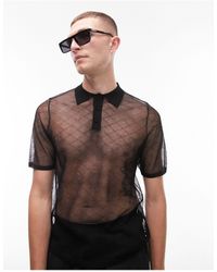 TOPMAN - Knitted Sheer Polo With Diamond - Lyst