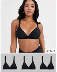 ASOS Fuller Bust Recycled 3 Pack Microfibre Triangle Bra - Black