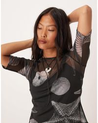 Never Fully Dressed - Petite Seashell Print Mesh T-shirt - Lyst