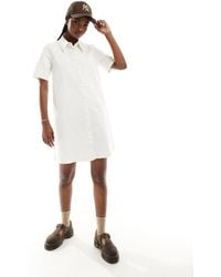Monki - Short Sleeve Button Through Collar Mini Shirt Dress - Lyst