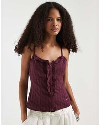 Hollister - V Neck Ruffle Front Cami - Lyst