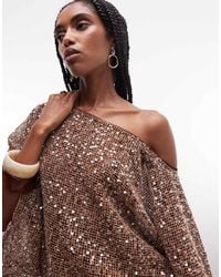 ASOS - Sheer Crochet Sequin Asymmetric Slouchy Cape Top - Lyst
